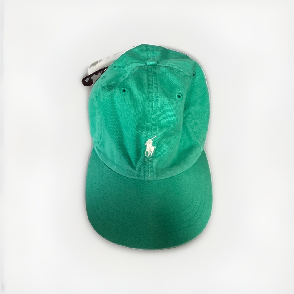 Vintage 80s Polo Ralph Lauren Green Strap Back Hat Cap 100% Cotton